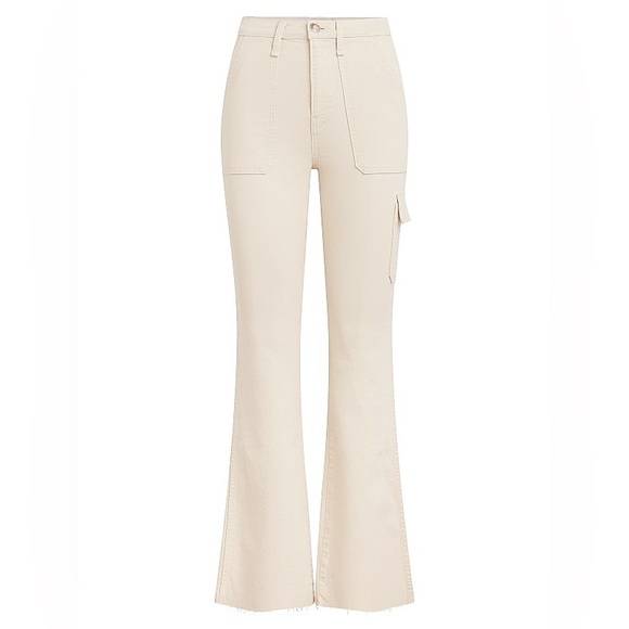Hudson Jeans Ivory Cream Flare‎ Pants Faye High-Rise Boot-Cut Cargo Pants